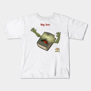 Hey, boo. Monster Book from Camping with Sasquatch Kids T-Shirt